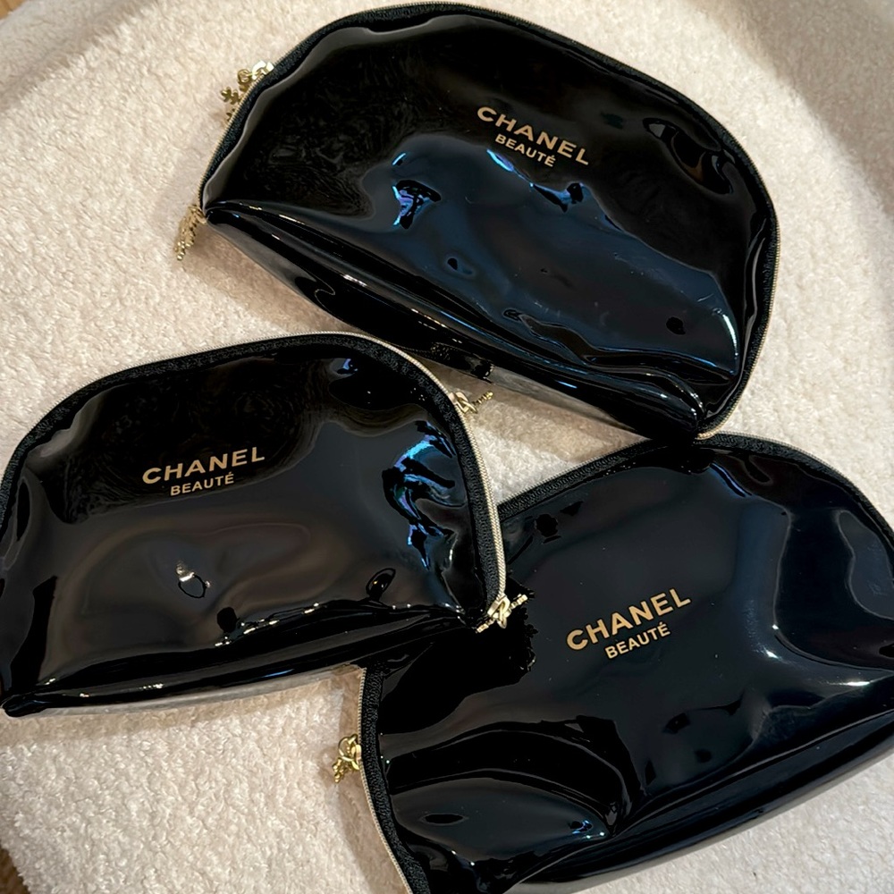CHANEL Black Makeup Pouches Set